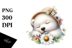 Digital Watercolor Cute Baby Polar Bear PNG Product Image 1