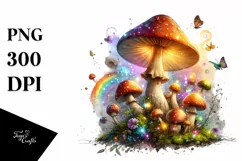 Glossy Magical Mushroom Watercolor Splash PNG Product Image 1