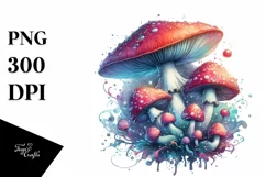 Glossy Magical Mushroom Watercolor Splash PNG Product Image 3