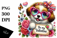Puppy with Heart Sunglasses, PNG Product Image 1