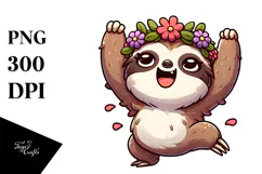 Excited Sloth with Flower Crown.png Product Image 1