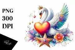 Colorful Swan on Star PNG Product Image 1