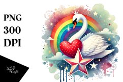 Colorful Swan on Star PNG Product Image 1