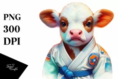 Baby Cow Martial Artist PNG Product Image 3