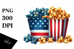 Detailed Popcorn USA Colors Clipart Product Image 1