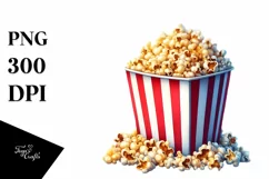 Detailed Popcorn USA Colors Clipart Product Image 3