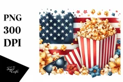 Detailed Popcorn USA Collors Sublimation Clipart Product Image 3