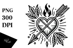 Tattoo Style Stained Heart PNG Product Image 1