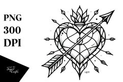 Tattoo Style Stained Heart PNG Product Image 1