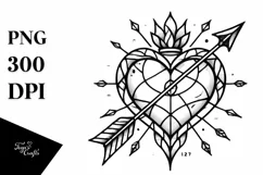 Tattoo Style Stained Heart PNG Product Image 1