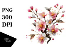 Cherry Blossom with Golden Insertions, PNG Product Image 1