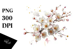 Cherry Blossom with Golden Insertions, PNG Product Image 1