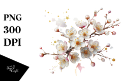 Cherry Blossom with Golden Insertions, PNG Product Image 1