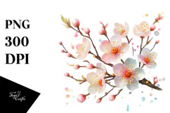 Cherry Blossom with Golden Insertions, PNG Product Image 1