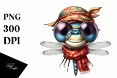 Funny Cute Dragonfly Portrait | Sublimation Clipart Product Image 1