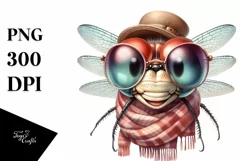 Funny Cute Dragonfly Portrait | Sublimation Clipart Product Image 3