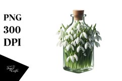 Glossy Bottle with Snowdrop | Sublimation | Clipart Product Image 1