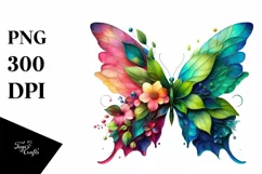 Vibrant Abstract Flower Butterfly PNG Product Image 1