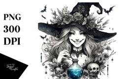 Washed Gothic Witch with Magic Potion, Transparent PNG Product Image 1