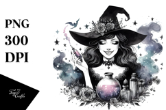 Washed Gothic Witch with Magic Potion, Transparent PNG Product Image 1