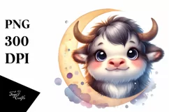 Colorful Musk Ox with Moon Clipart Product Image 3