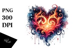 Fire Heart Digital Painting PNG Product Image 1