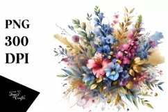 Vibrant Watercolor Bouquet, Transparent PNG Product Image 3