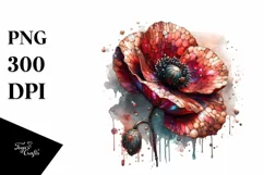 Abstract Wooden Stained Poppy Sublimation Clipart Product Image 3