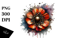 Abstract Wooden Stained Poppy Sublimation Clipart Product Image 1