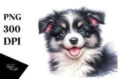 Baby Border Collie Watercolor PNG Product Image 1