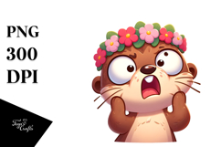 Cute Otter with Flower Crown PNG Product Image 1