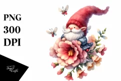 Cute Gnome Snapdragons | Watercolor Art | Clipart Product Image 3