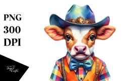 Baby Cow in Square Dancer&#039;s Outfit, Colorful PNG Product Image 3