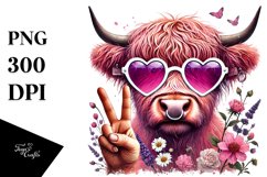 Highland Cow with Sunglasses PNG Product Image 1