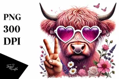 Highland Cow with Sunglasses PNG Product Image 1