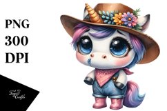 Expressive Baby Unicorn |Watercolor Clipart Product Image 3