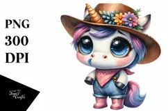Expressive Baby Unicorn |Watercolor Clipart Product Image 3