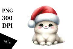 Christmas Cat Wearing Santa Hat PNG Product Image 3