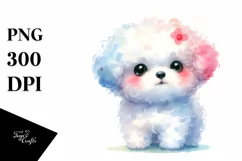 Cute Pastel Bichon Frise Clipart PNG Product Image 3