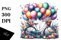 Vintage Vibrant Bicycle Watercolor PNG Product Image 3