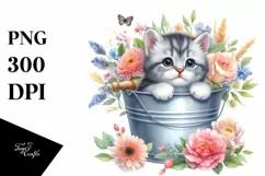 Cute Baby Cat Watercolor PNG Product Image 3