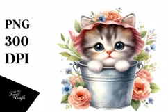 Cute Baby Cat Watercolor PNG Product Image 3