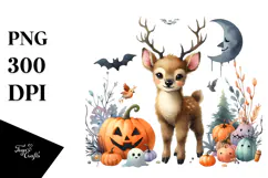 Cute Baby Elk Halloween Scene | Sublimation, Clipart Product Image 1