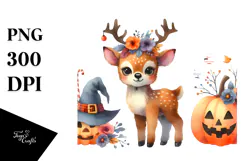 Cute Baby Elk Halloween Scene | Sublimation, Clipart Product Image 1