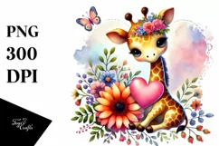 Colorful Giraffe on Flower PNG Product Image 1