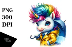 Proud Unicorn with Raincoat, Transparent PNG Product Image 1
