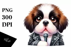 Big Eyes Baby Saint Bernard Pop Singer Sublimation Clipart Product Image 3
