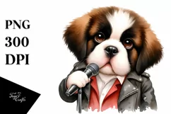 Big Eyes Baby Saint Bernard Pop Singer Sublimation Clipart Product Image 1