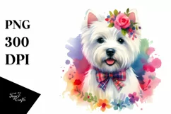 Watercolor West Highland White Terrier Sticker Summer | Product Image 1