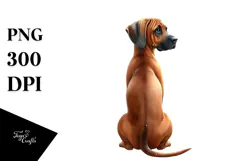 Watercolor Rhodesian Ridgeback with Christmass Gifts PNG Product Image 1